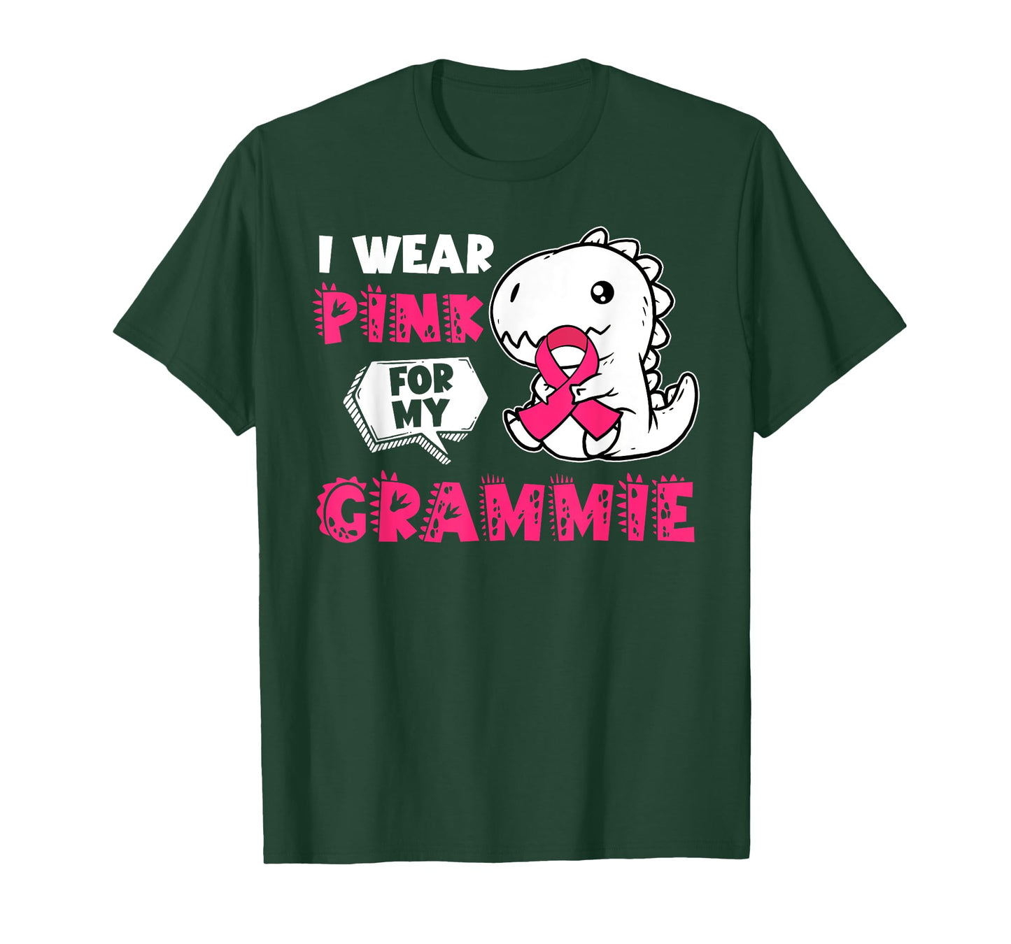 I Wear Pink For My Grammie Breast Cancer Awareness Dinosaur T-Shirt