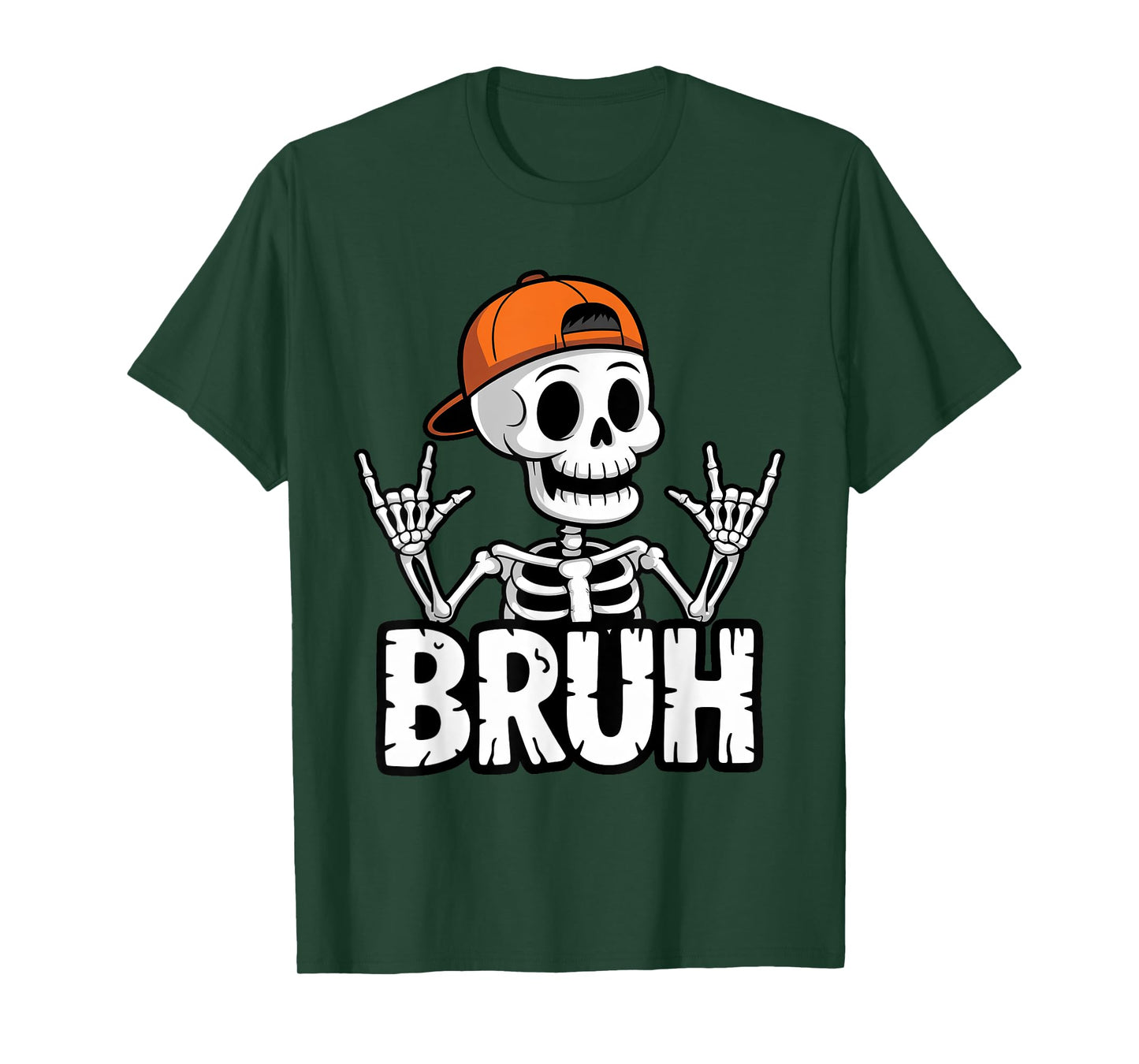 Skeleton Bruh Halloween with Rock Hand for Rock Music Fans T-Shirt
