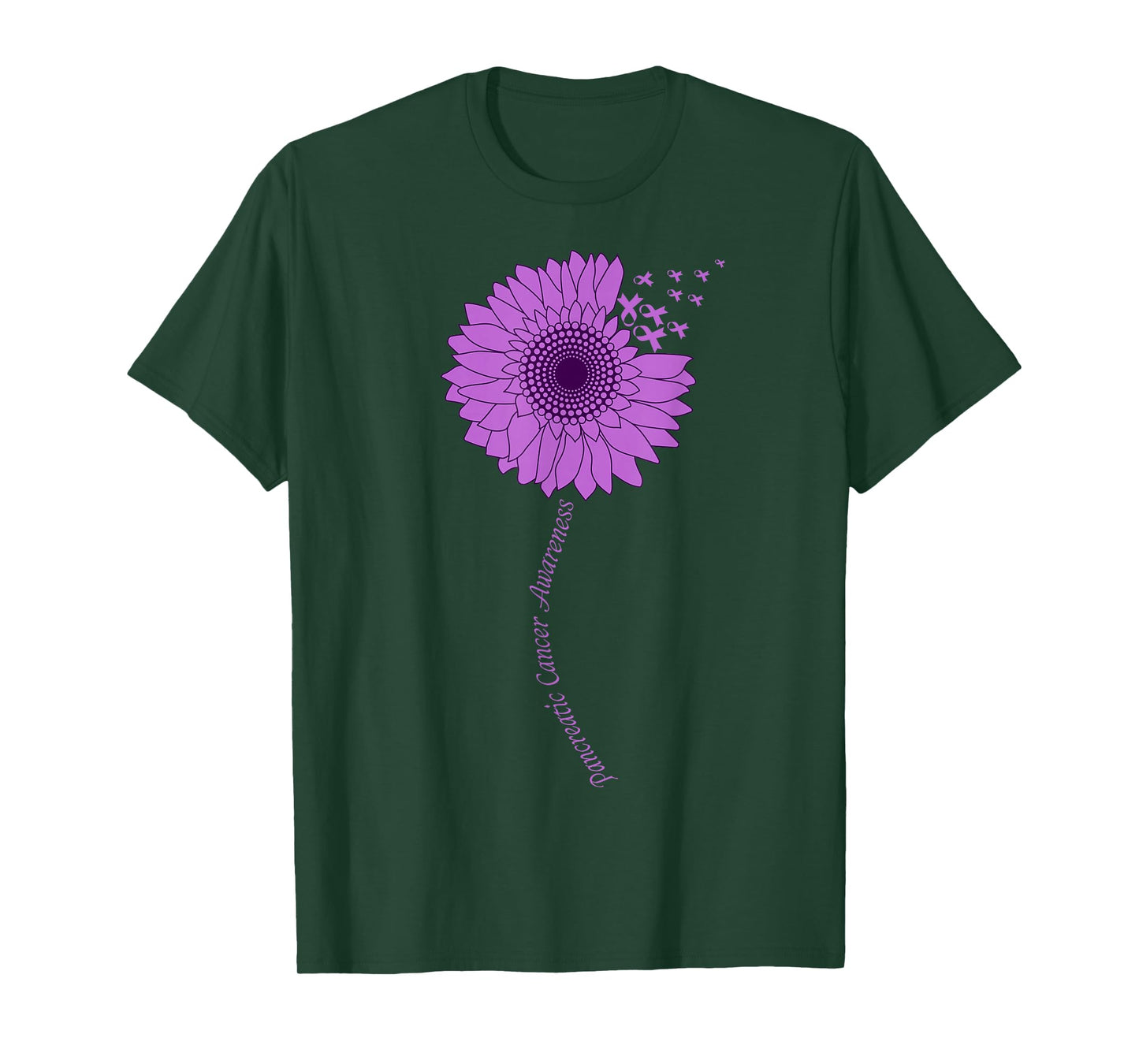 Pancreatic Cancer Awareness Sunflower Purple Ribbon T-Shirt