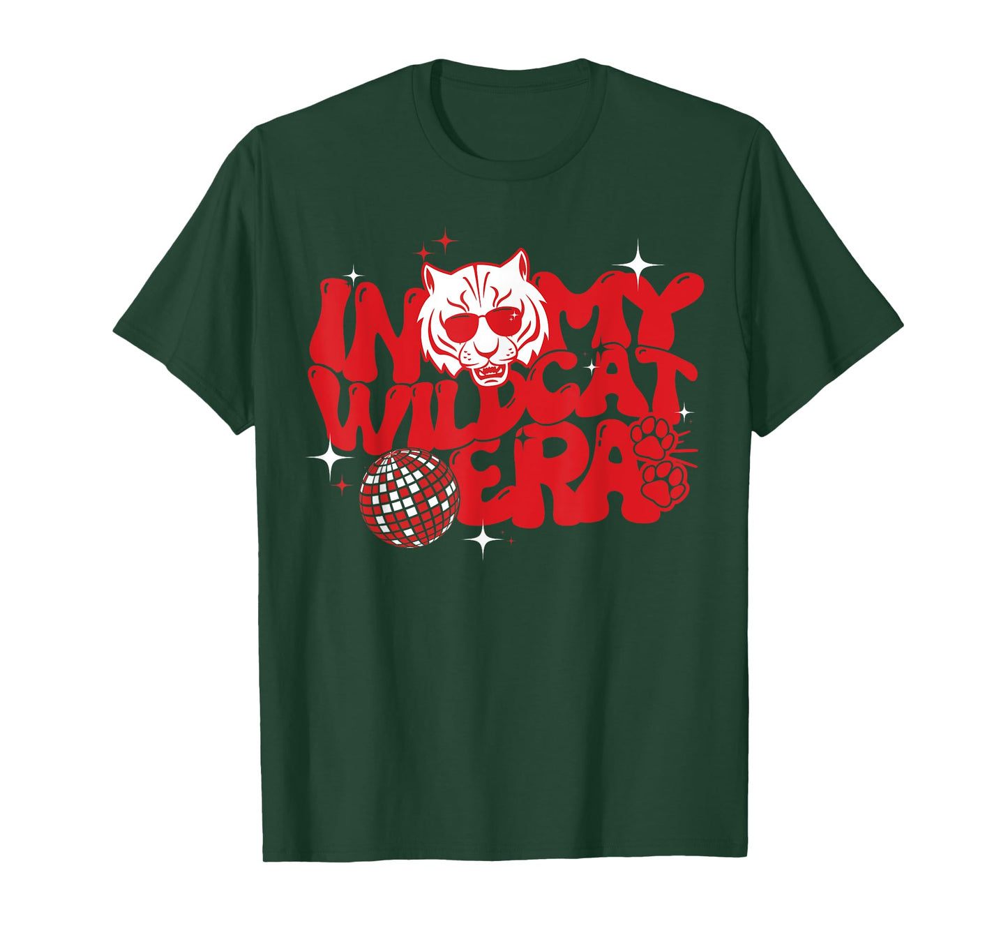 In My Wildcat Era Groovy School Spirit Wildcat Mascot Men Women Kids T-Shirt