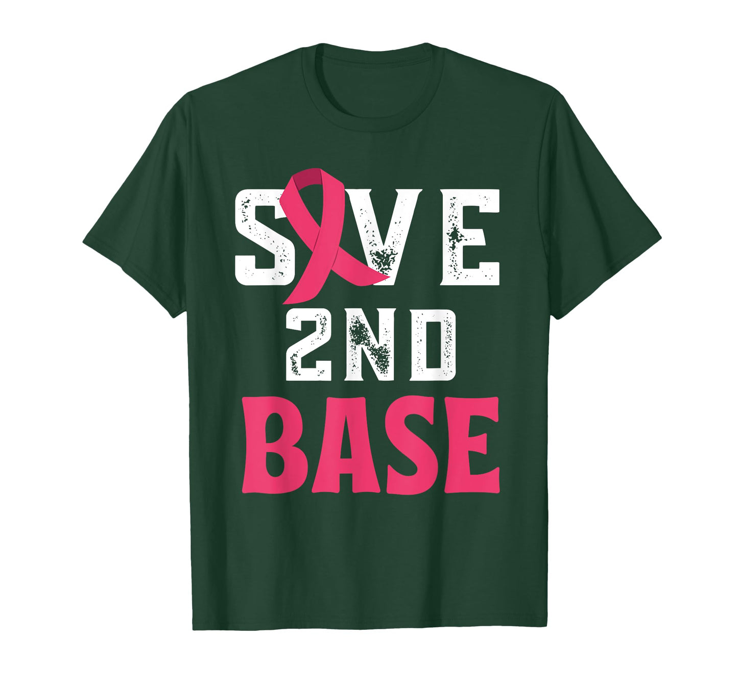 Save Second 2nd Base Funny Baseball Breast Cancer Awareness T-Shirt