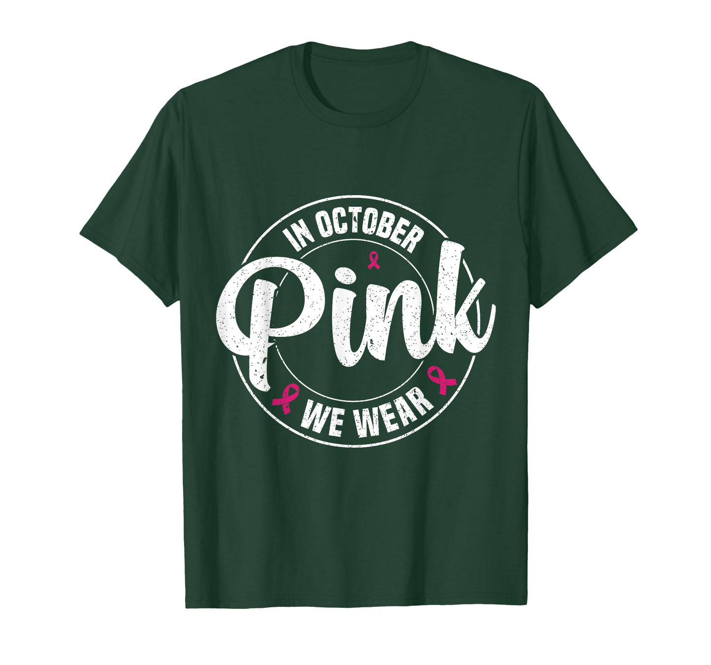in October We Wear Pink Breast Cancer Awareness Halloween T-Shirt