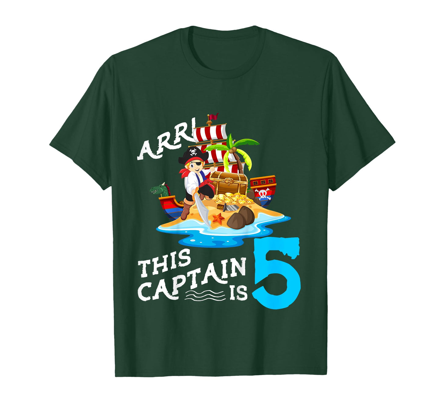 Kids 5 Year Old Pirate Birthday Boy This Captain Is 5 T-Shirt