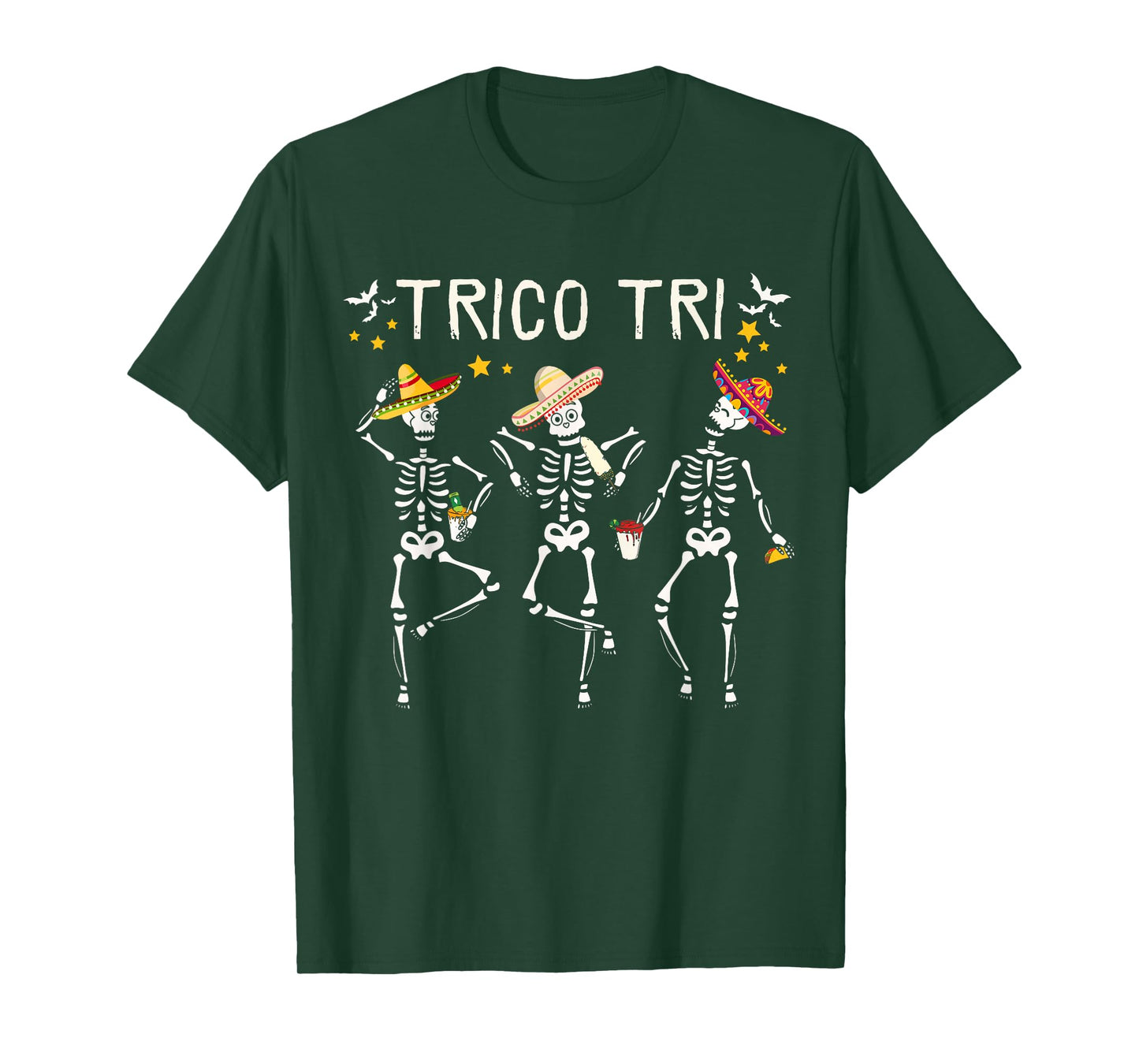 Funny Trico Tri Latina Spanish Halloween Skeleton T-Shirt