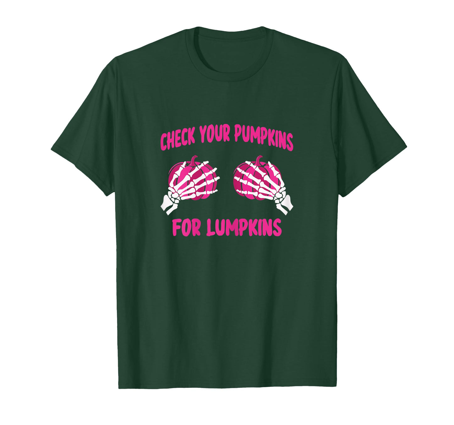 Womens Check Your Pumpkins For Lumpkins Breast Cancer Awareness T-Shirt