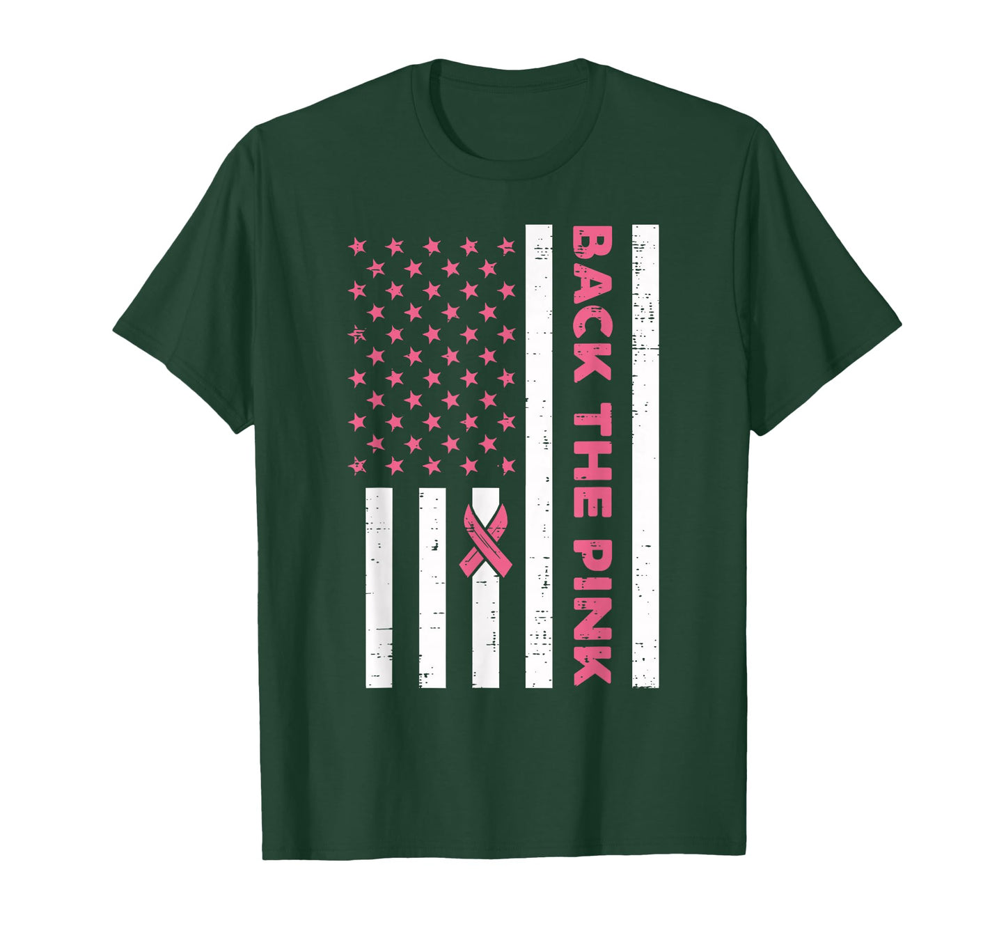 Breast Cancer Back The Pink US Flag Awareness Women Men Kids T-Shirt