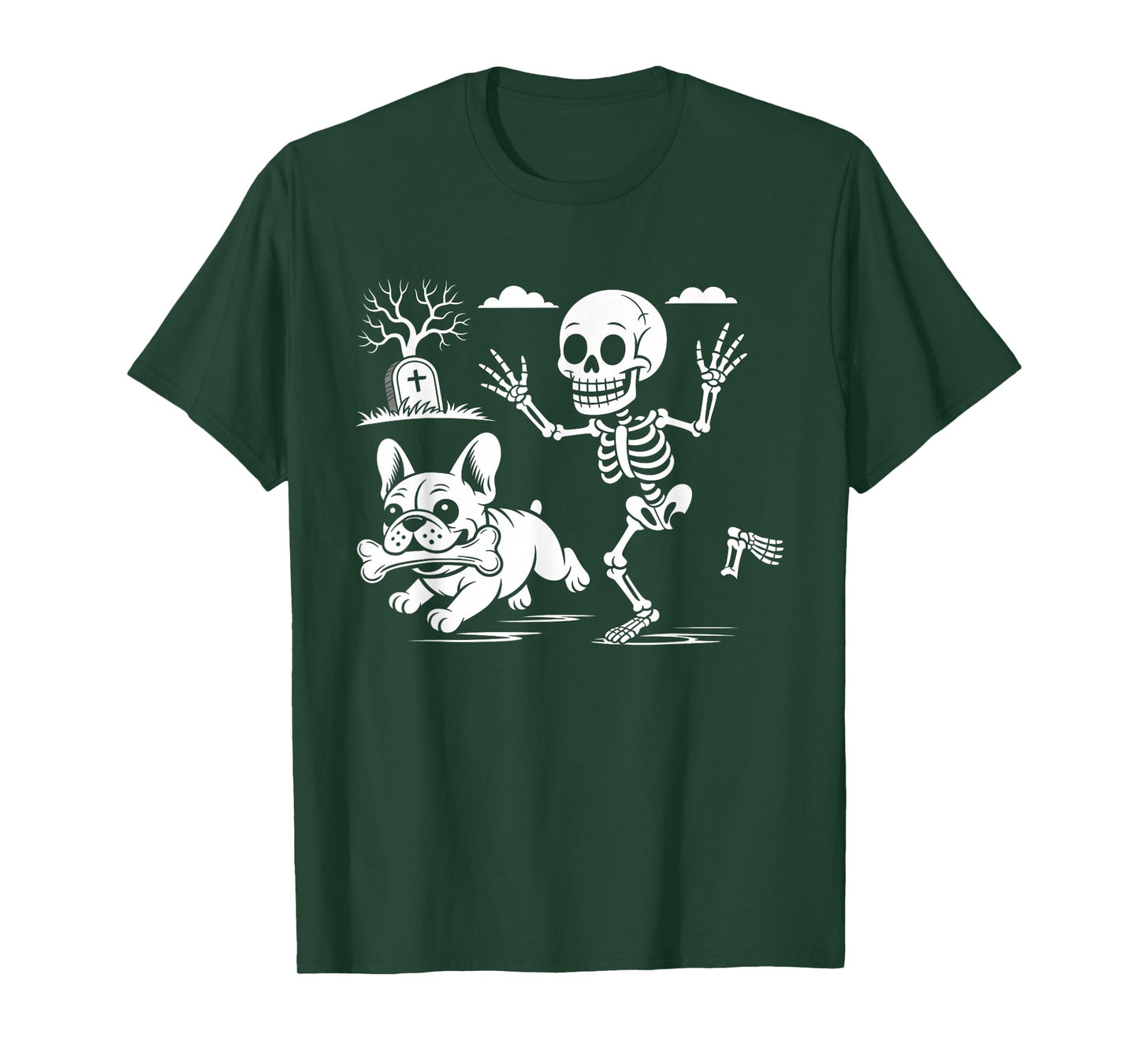 Funny Halloween French Bulldog Skeleton Spooky Season T-Shirt