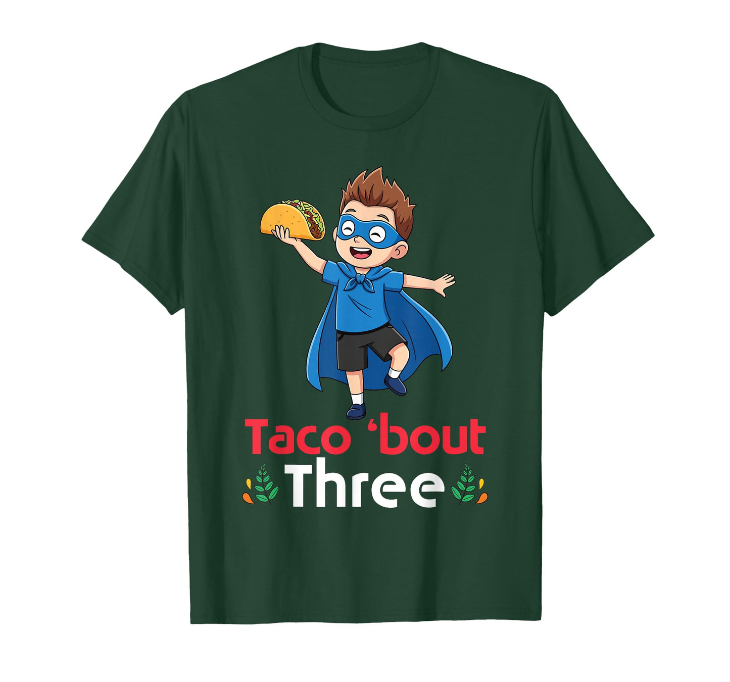 Cute Boy with Tacos Happy Birthday Taco Bout 3 Years Old T-Shirt