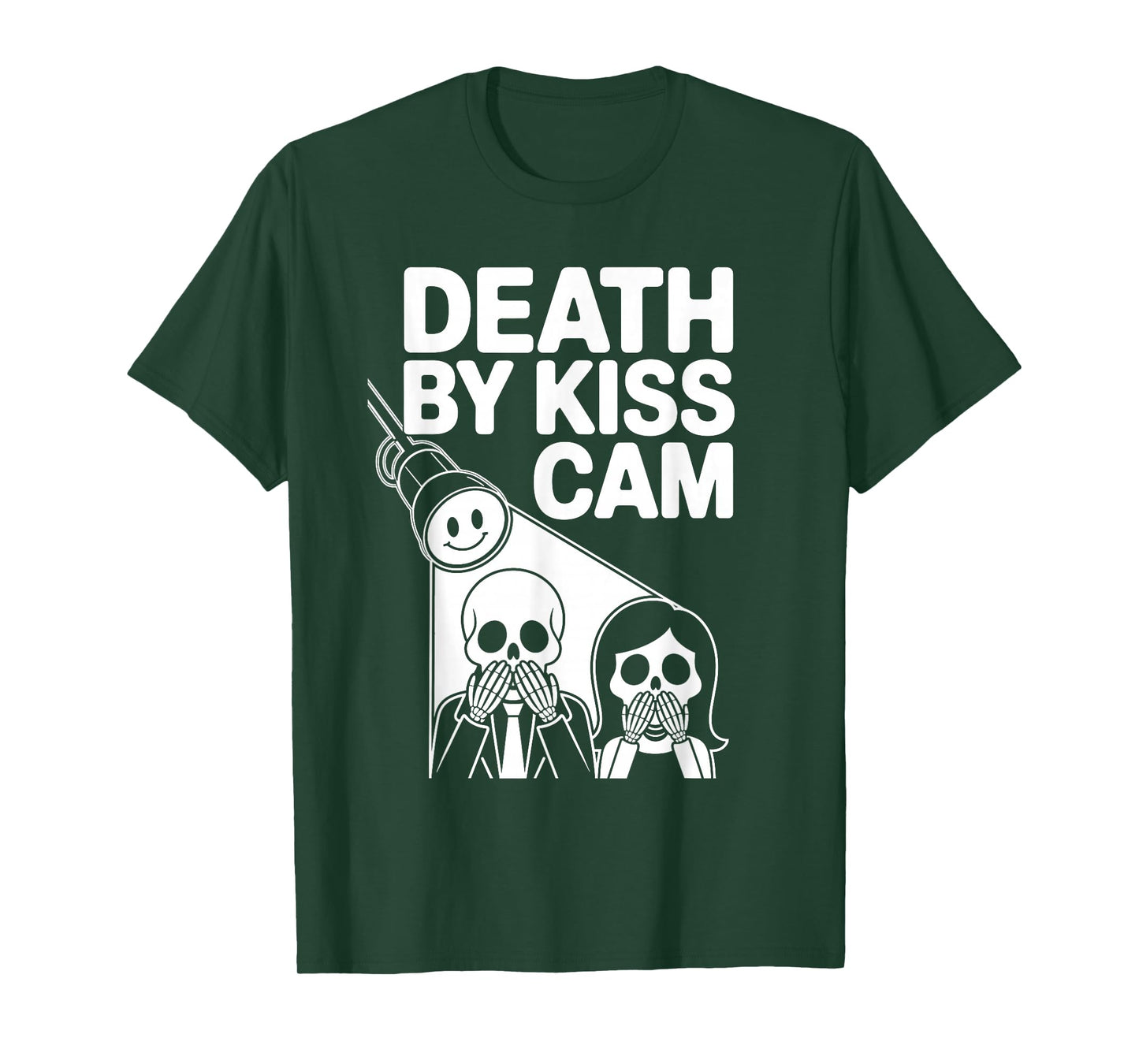 Death by kiss cam Spotlight Skeletons Funny Reaction T-Shirt