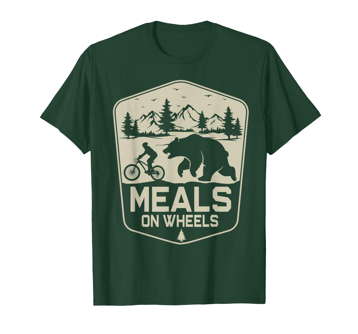 Meals On Wheels Cycling Bear Mountain Biking Nature T-Shirt