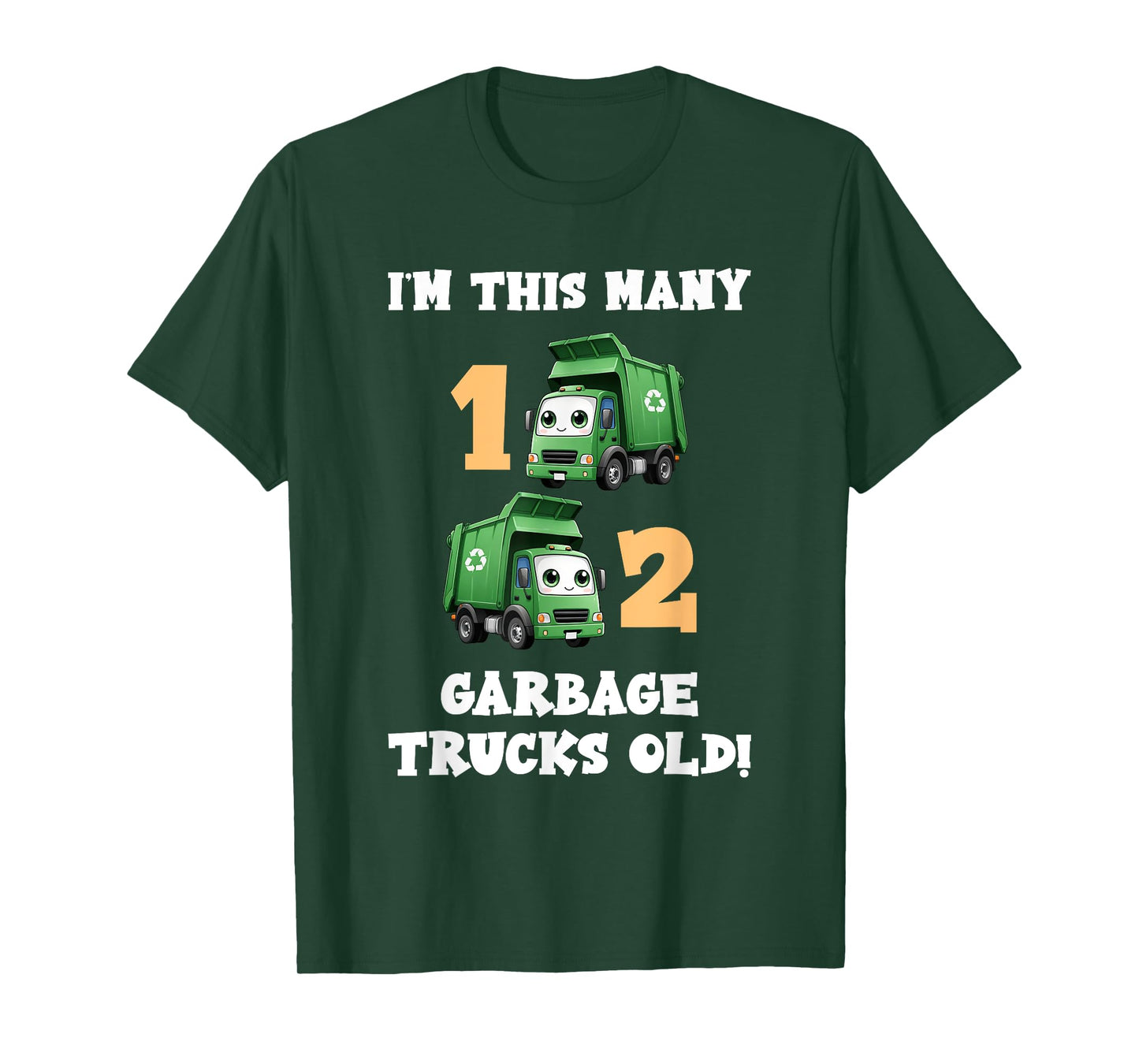 2nd Birthday Boy I'm This Many Garbage Trucks 2 Years Old T-Shirt