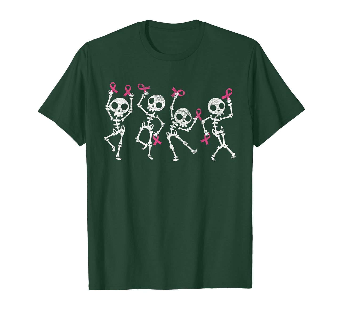 Pink Ribbon Breast Cancer Awareness Skeleton Women Men Kids T-Shirt