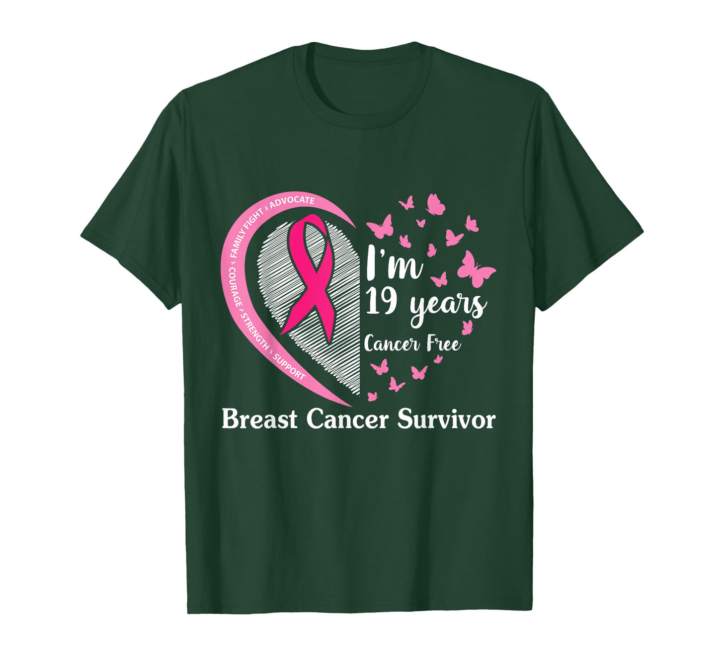 Family Fight Advocate Cour Strength I'm 19 Years Cancer Free T-Shirt
