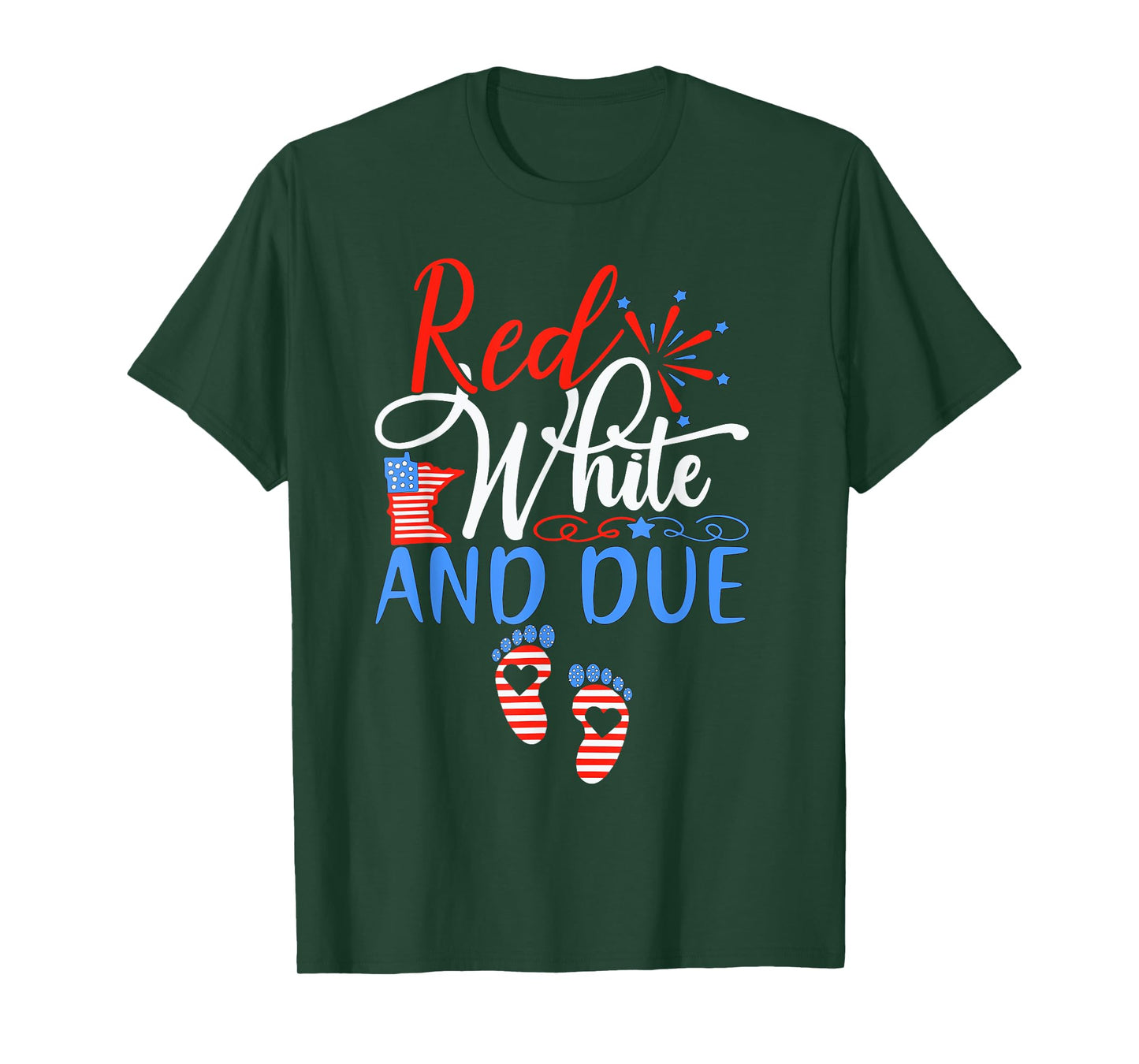Red White And Due Pregnancy Announcement 4th Of July 2025 T-Shirt