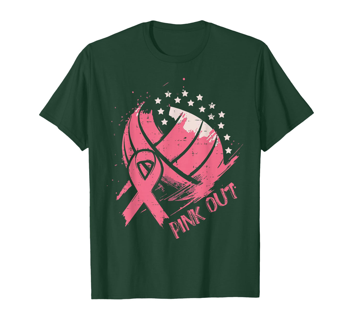 Breast Cancer Ribbon Volleyball Pink Out Aware Women Men Kid T-Shirt