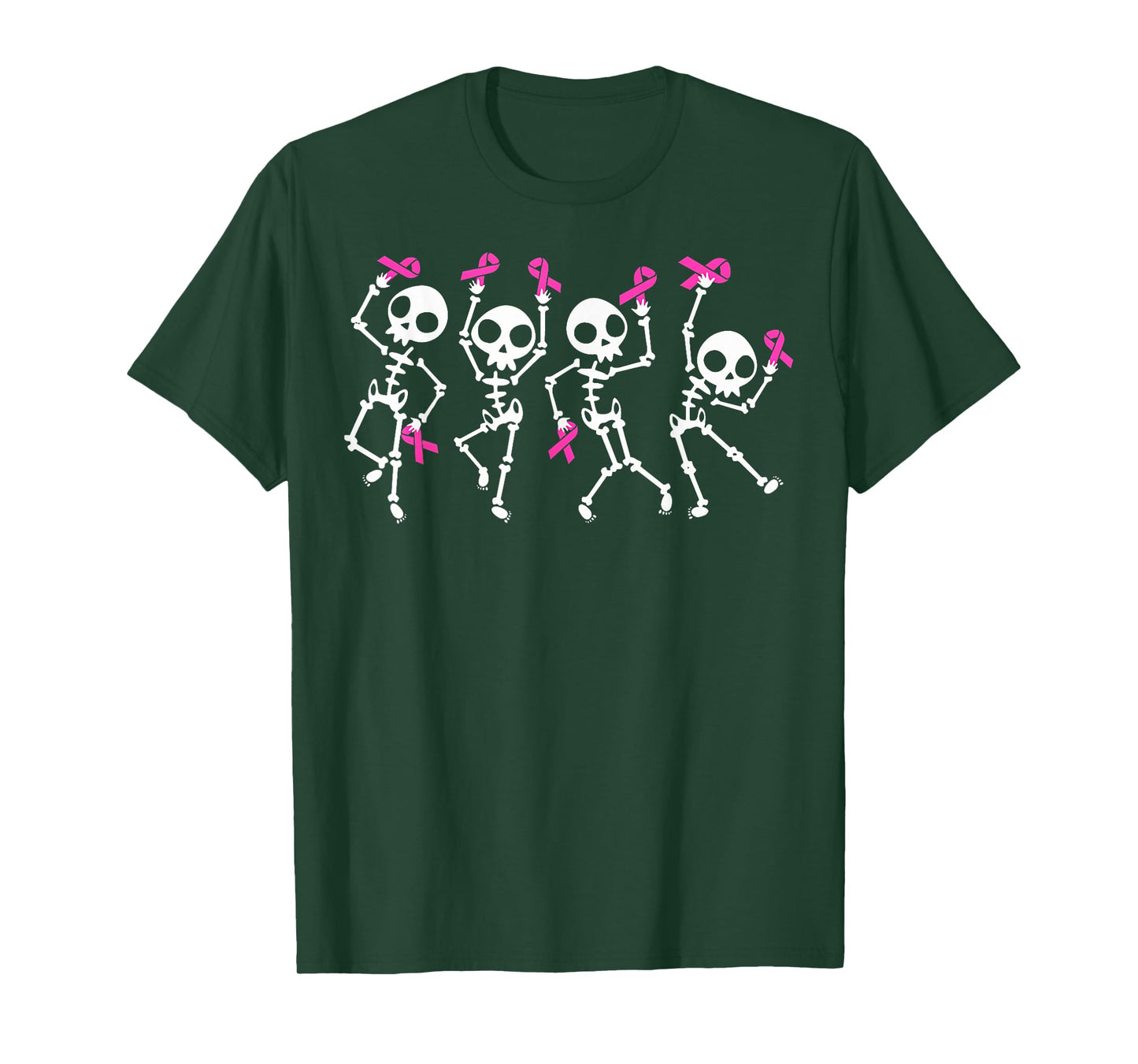Pink Ribbon Breast Cancer Awareness Skeleton Women Men Kids T-Shirt