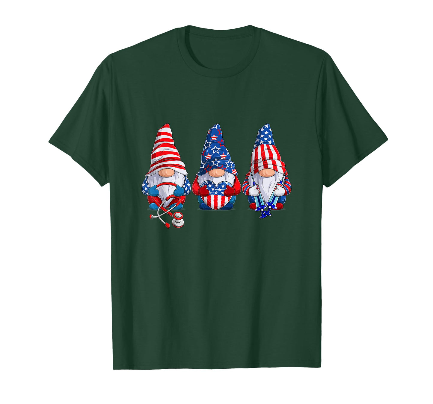 Stethoscope Nurse Life 4th July Gnome Nurse Independence Day T-Shirt