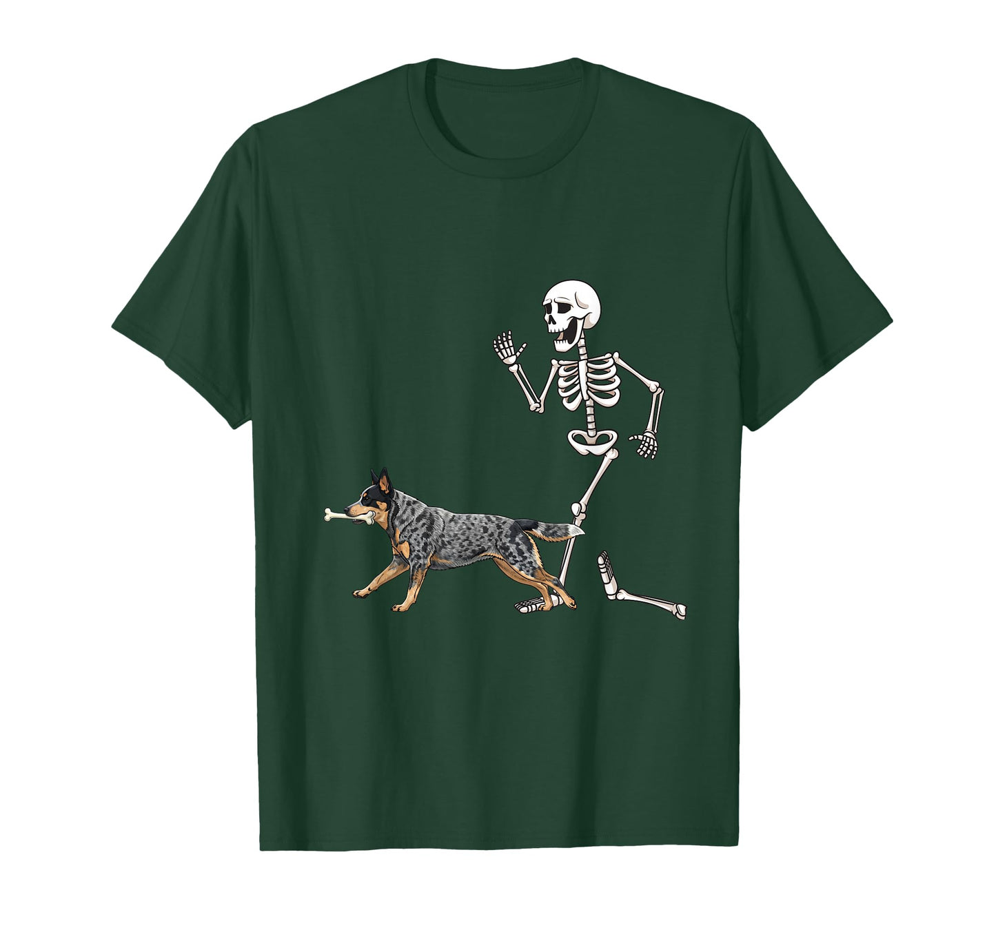 Funny Halloween Australian Cattle Dog and Skeleton T-Shirt