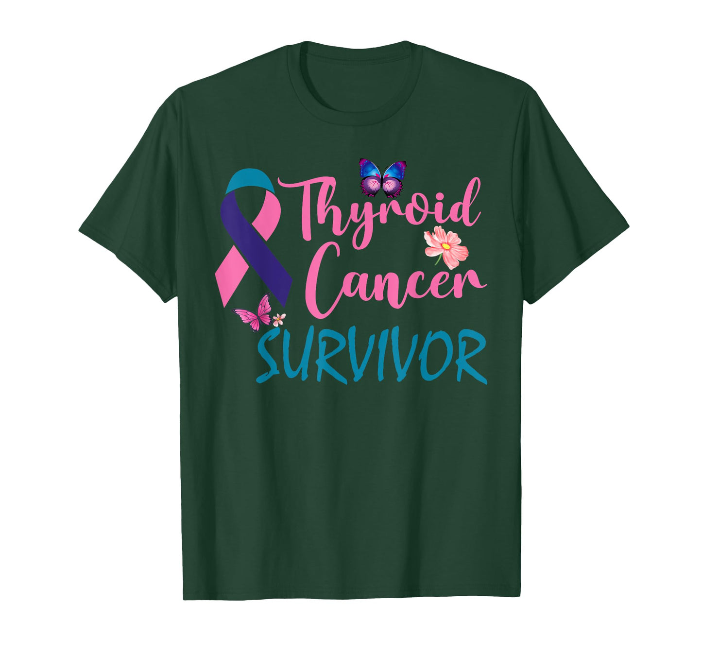 Butterflies Support Ribbon Thyroid Cancer Survivor T-Shirt