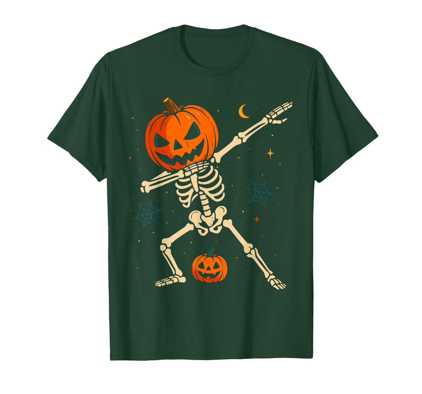 Dabbing Pumpkin Skeleton Funny Halloween Dance Design T-Shirt