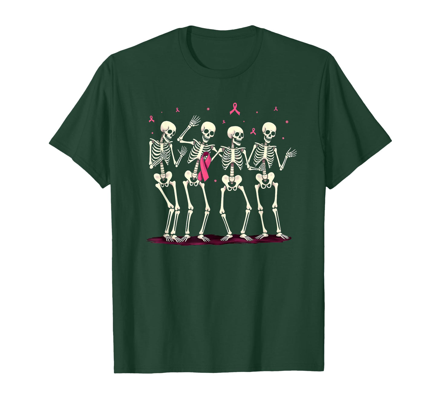 Breast Cancer Awareness Skeleton Dancing Halloween T-Shirt
