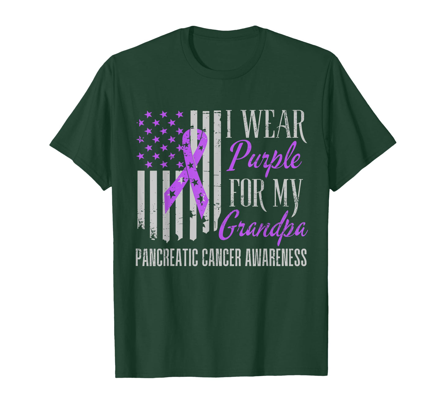 I Wear Purple For My grandpa Pancreatic Cancer Awareness T-Shirt