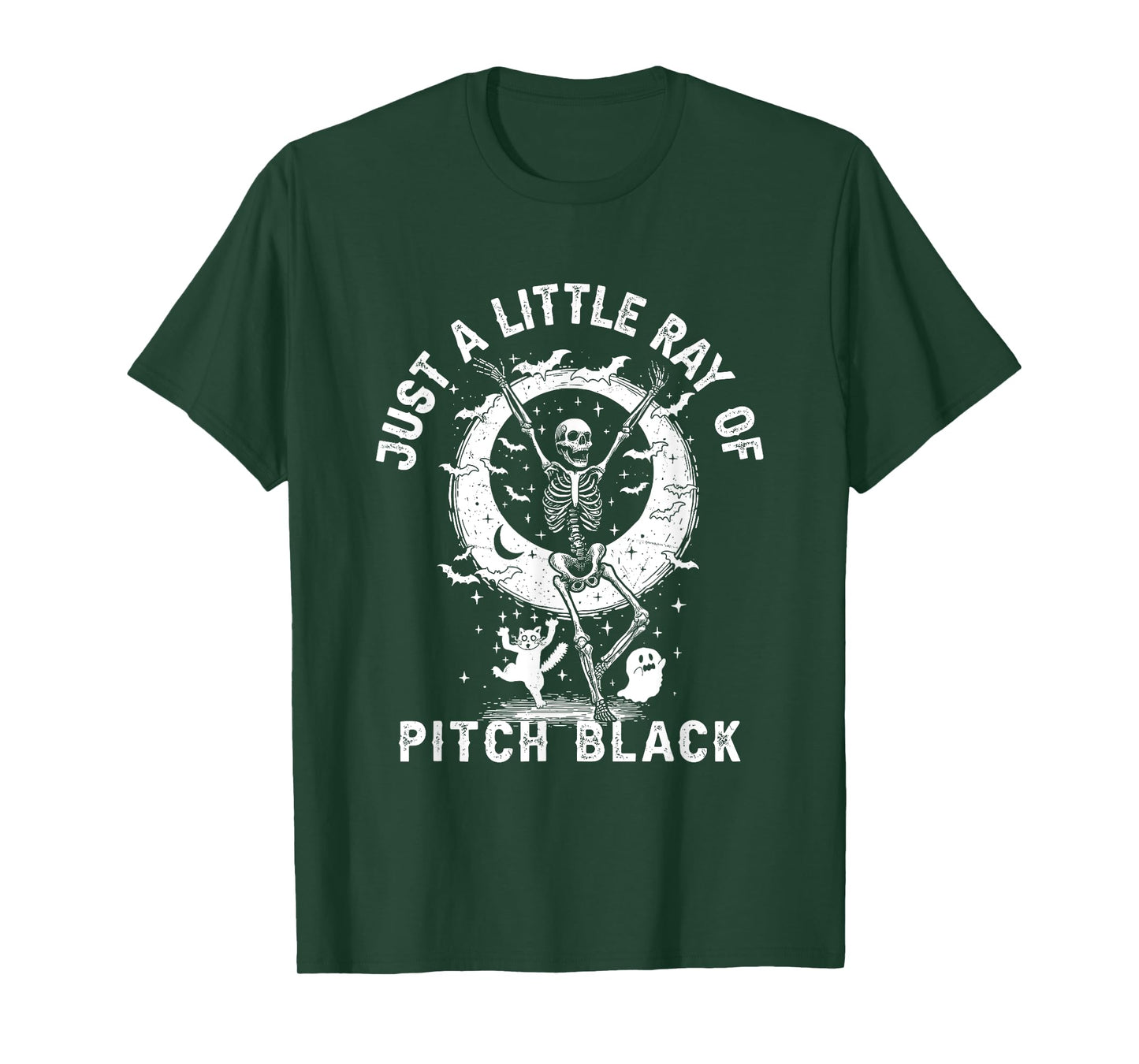 Just A Little Ray of Pitch Black Halloween Skeleton Ghost T-Shirt