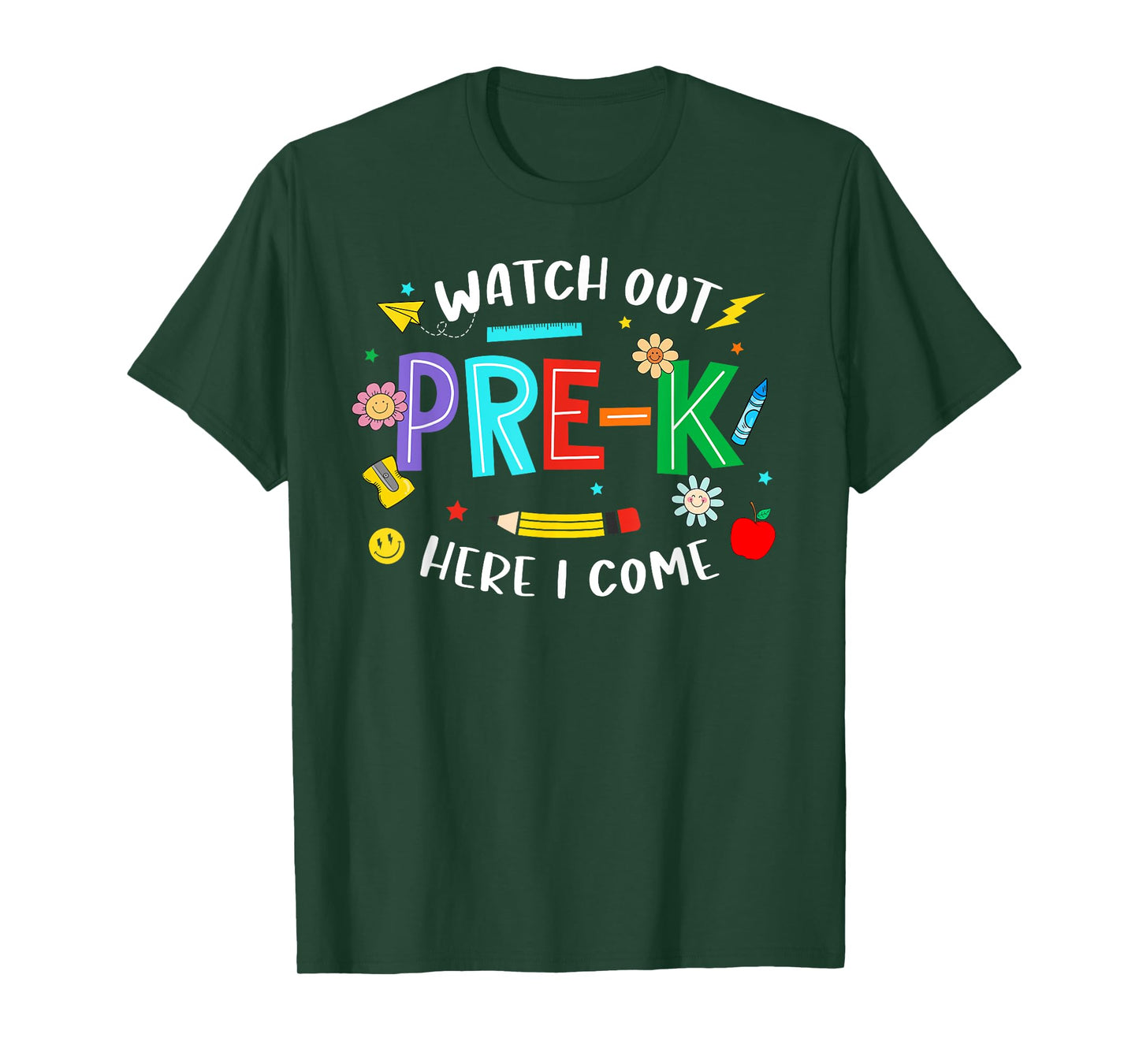 Watch Out Pre K Here I Come Pre K Back To School Teacher Kid T-Shirt