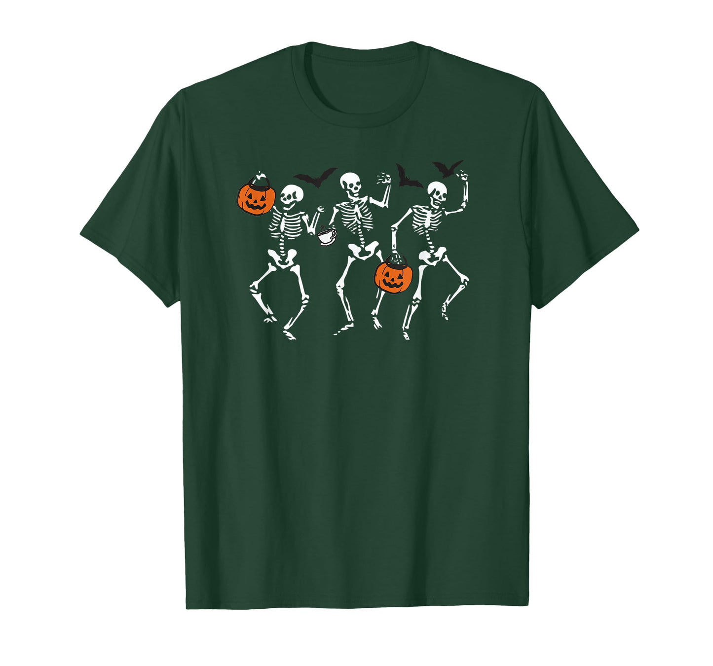 Halloween Skeletons Dancing Costume Pumpkin Funny Women Kids T-Shirt