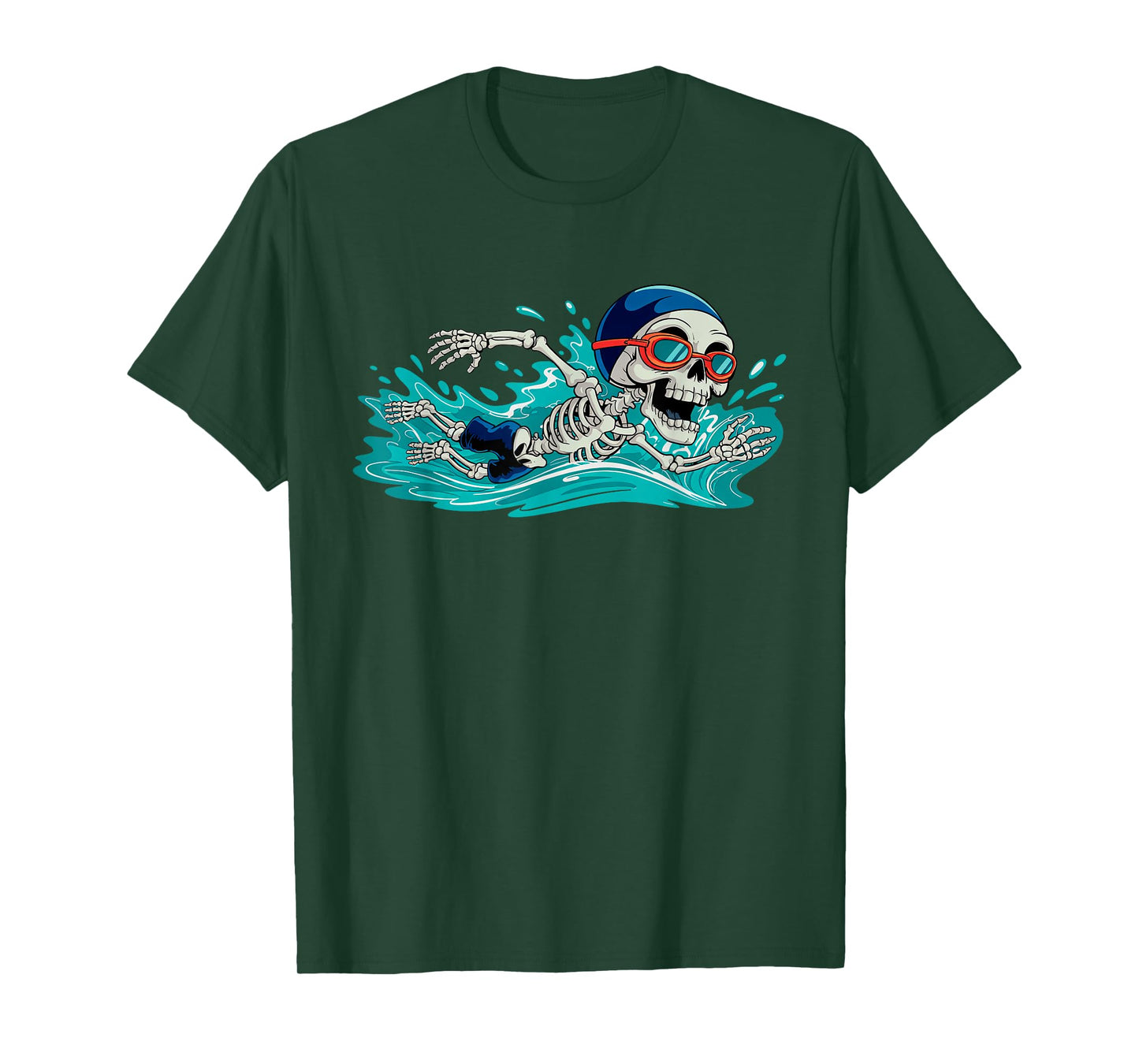 Funny Skeleton Swimming Halloween Costume Funny Mens Womens T-Shirt