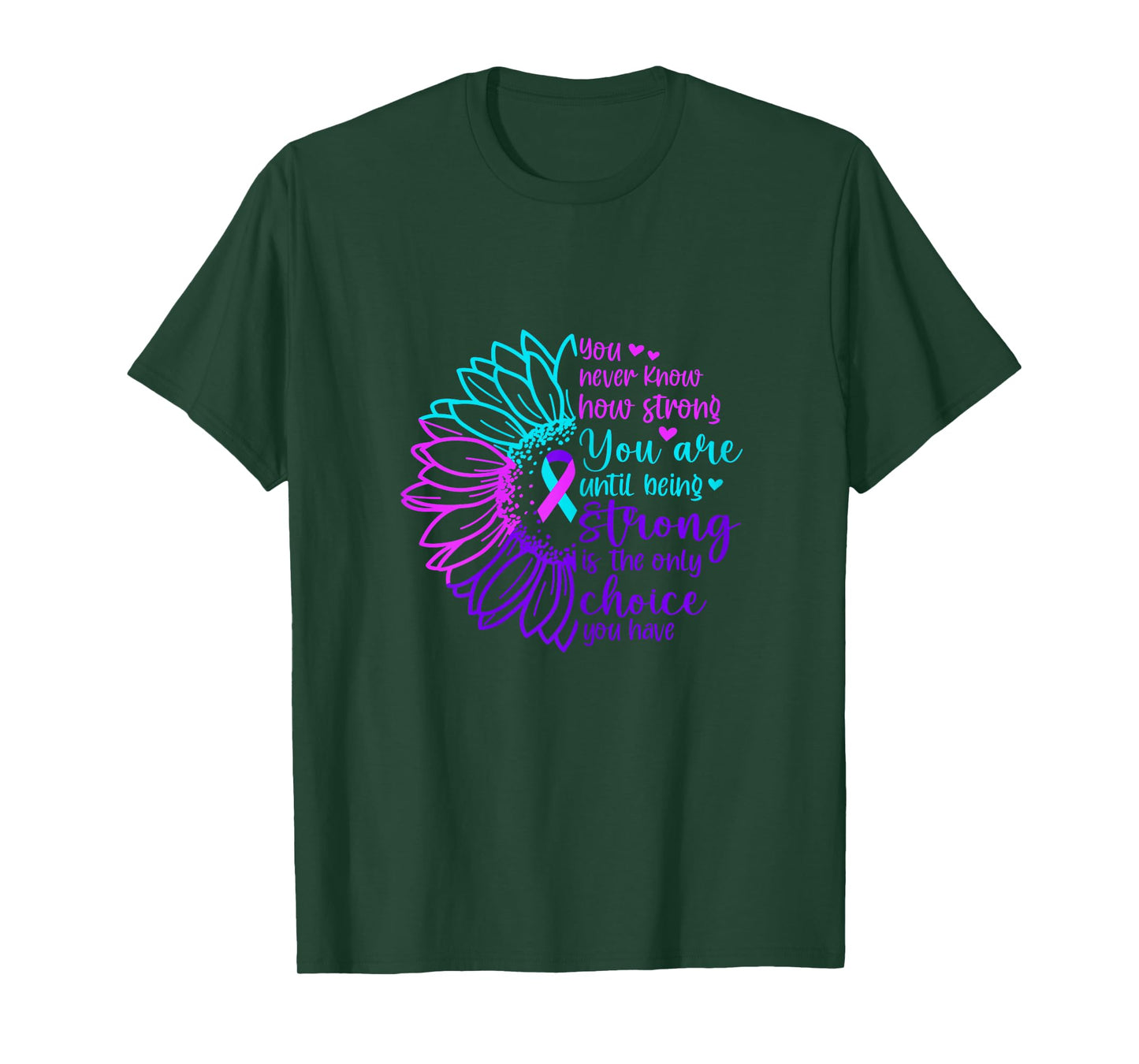 Sunflower Thyroid Cancer Strong Awareness Ribbon T-Shirt