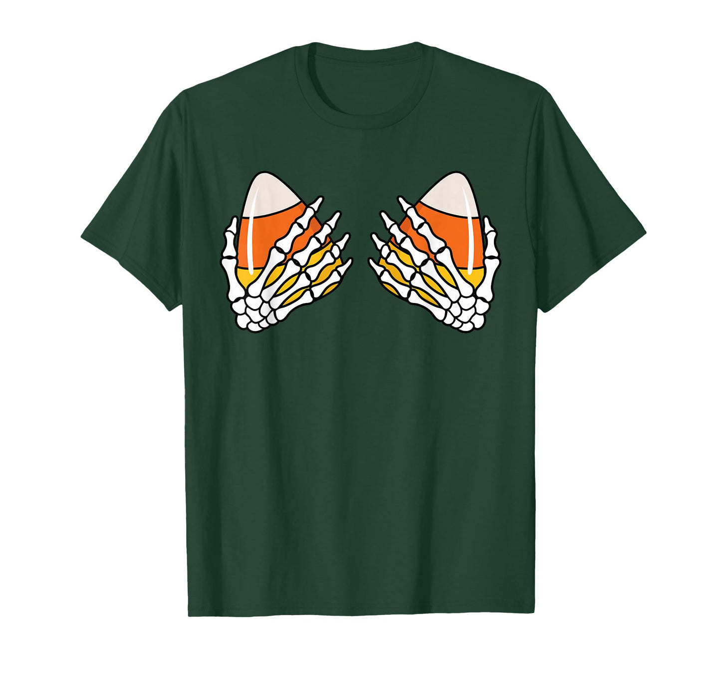 Skeleton Hands Holding Candy Corn Halloween Humor T-Shirt