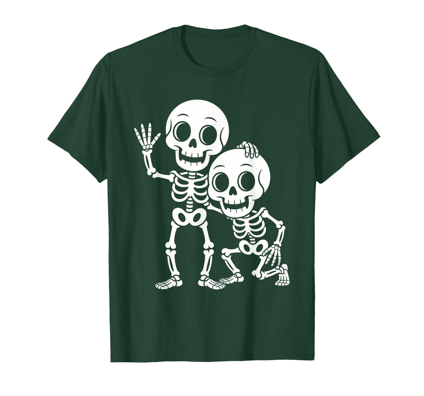 Cute Skeleton Couple Cartoon Bones Spooky Fun T-Shirt