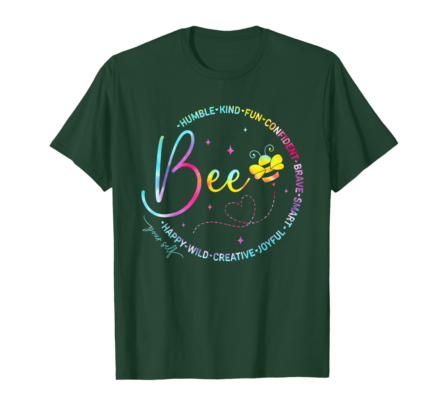 Bee Happy Kind Brave Humble Smart Positive Bumblebee Womens T-Shirt