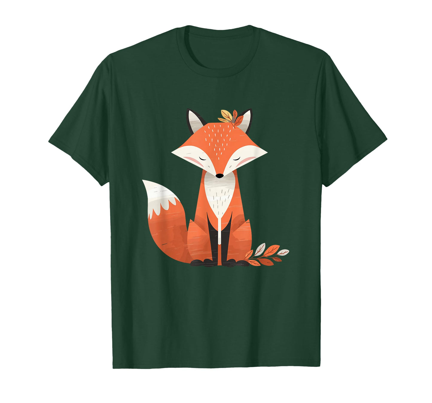 Fox Autumn Leaves Cute Animal Woodland Fall Nature Forest T-Shirt