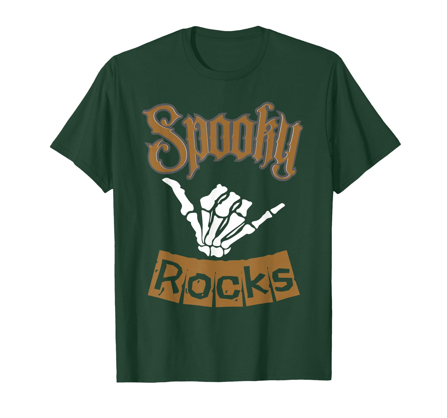 Funny Halloween Spooky Rocks Skeleton Shaka Greeting T-Shirt