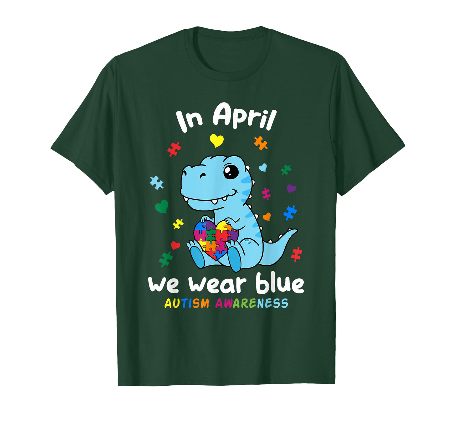 Baby Dino Autism April We Wear Blue Autism Awareness Month T-Shirt