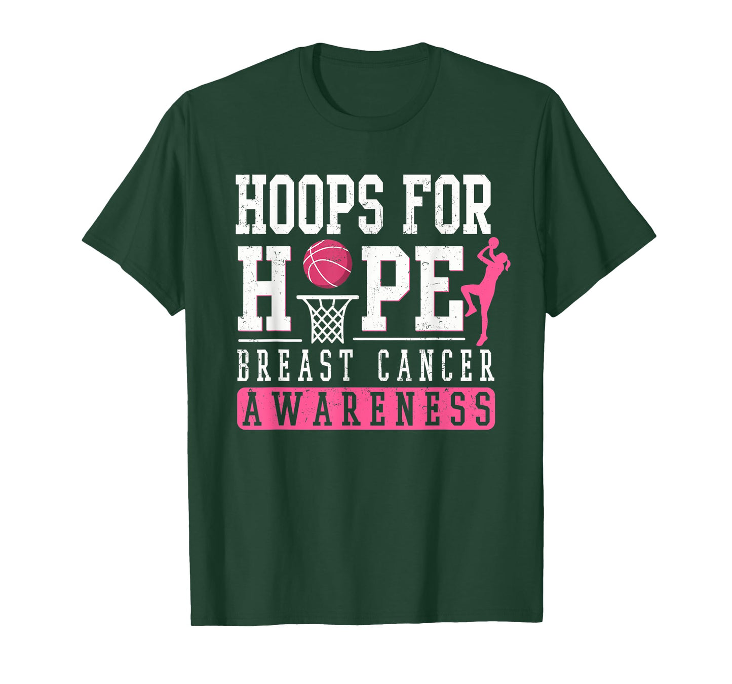 Hoops For Hope Basketball Player Breast Cancer Awareness T-Shirt