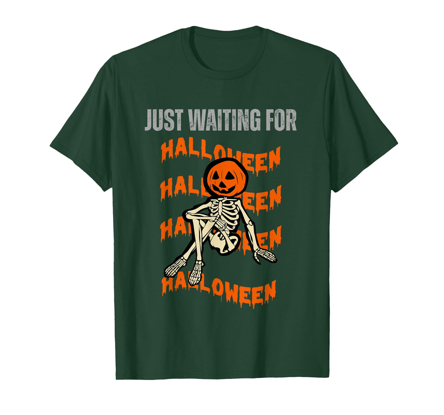 Just Waiting for Halloween Spooky Skeleton Funny T-Shirt