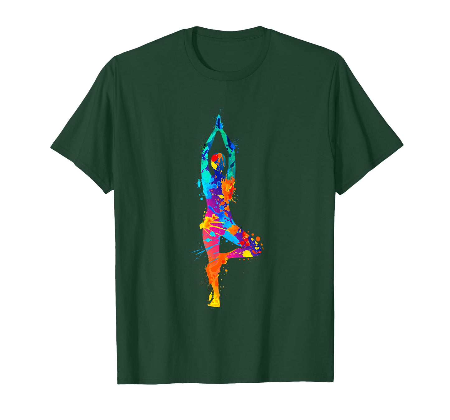 Artistic Yoga Watercolor Yoga Tree Colorful T-Shirt