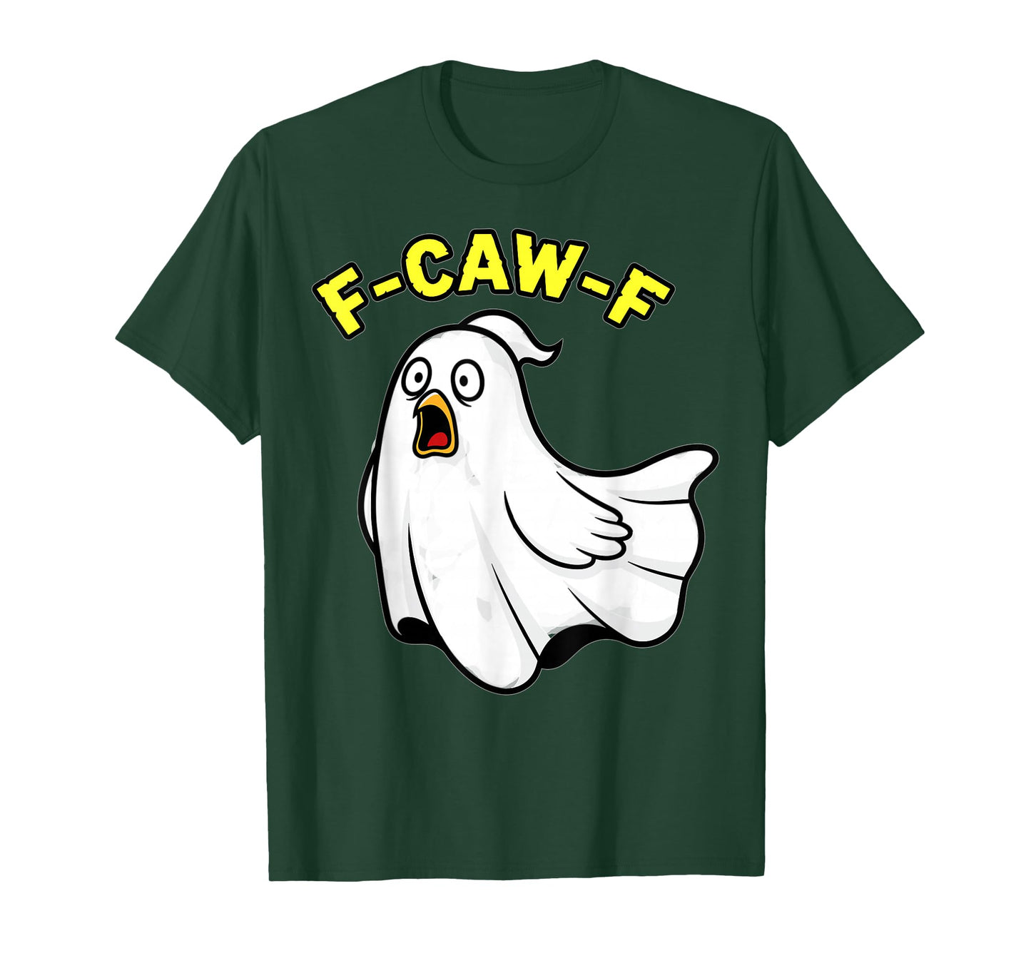 Funny Halloween Ghost Bird F-Caw-F Spooky Design T-Shirt