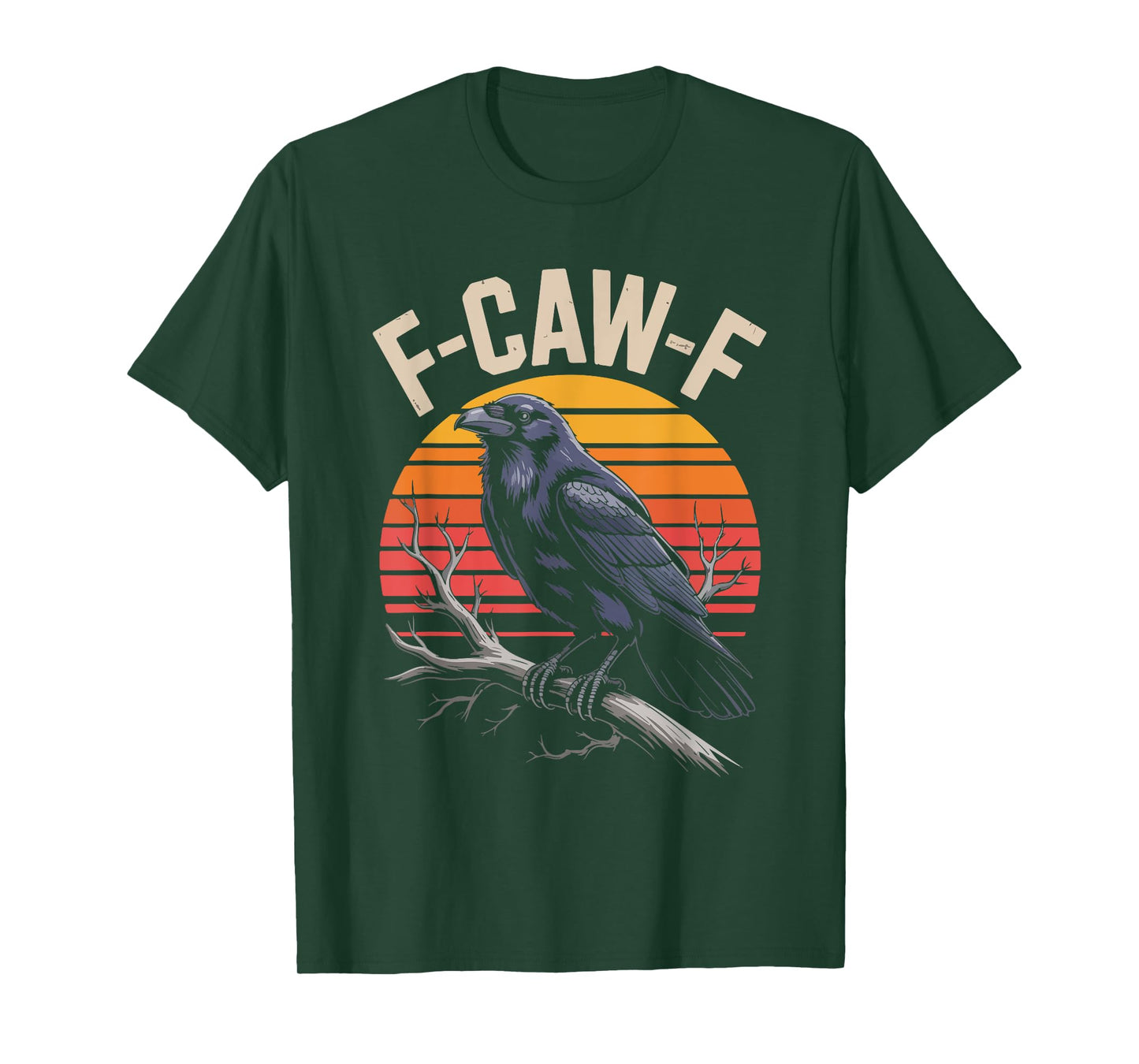 F-Caw-F Raven Sunset Humor Statement Gosic T-Shirt