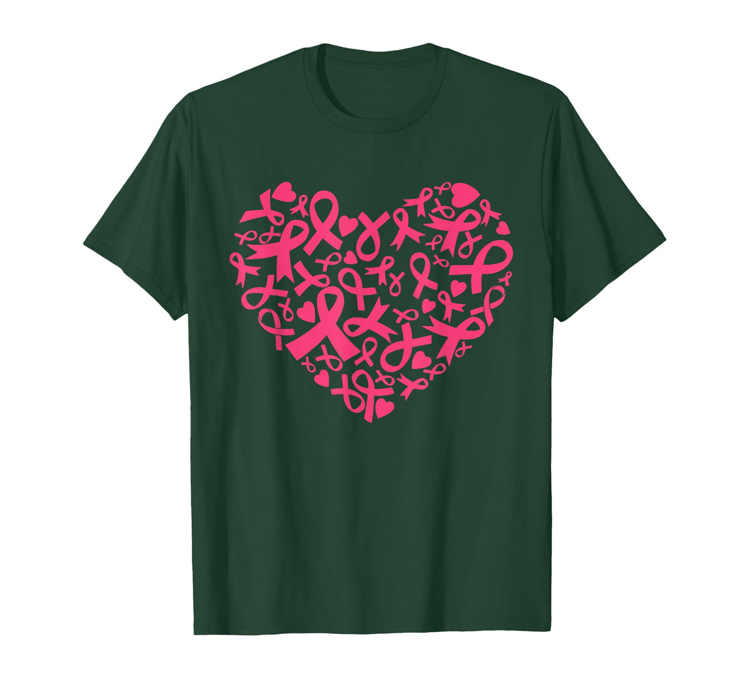 Womens Breast Cancer Awareness Heart Ribbon Pink Support T-Shirt