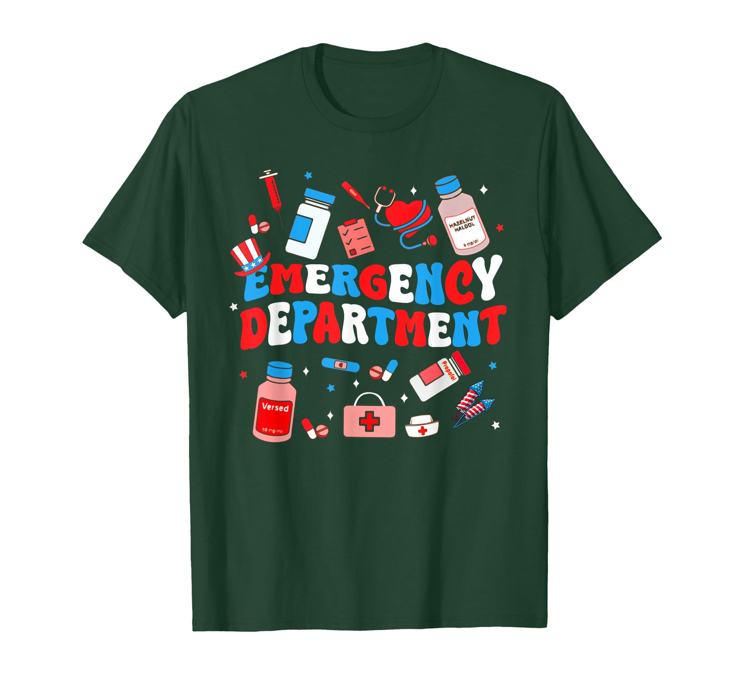 Emergency Department ER Nurse USA Flag Patriotic 4th Of July T-Shirt