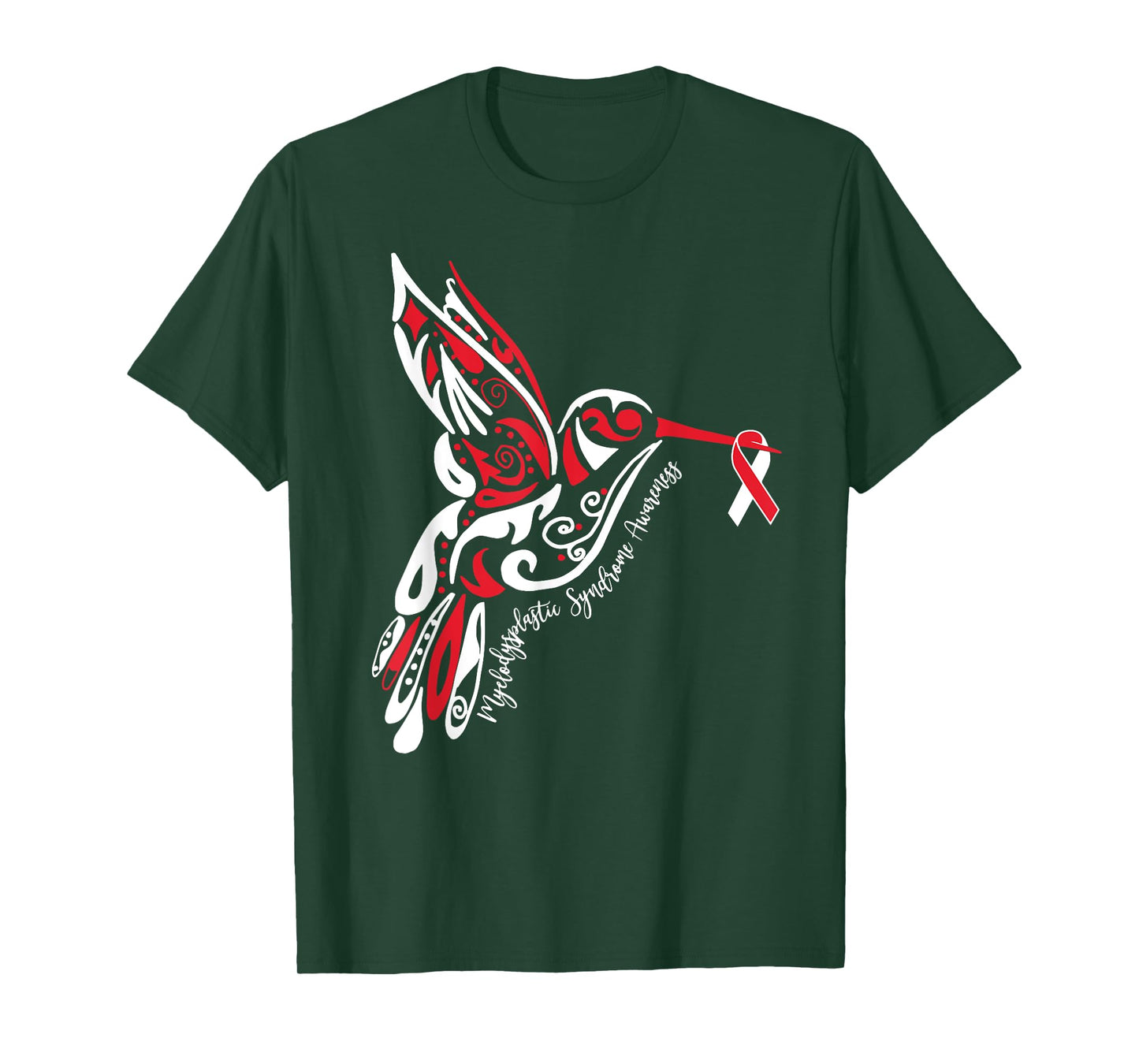 Myelodysplastic Syndrome MDS Awareness Hummingbird Ribbon T-Shirt