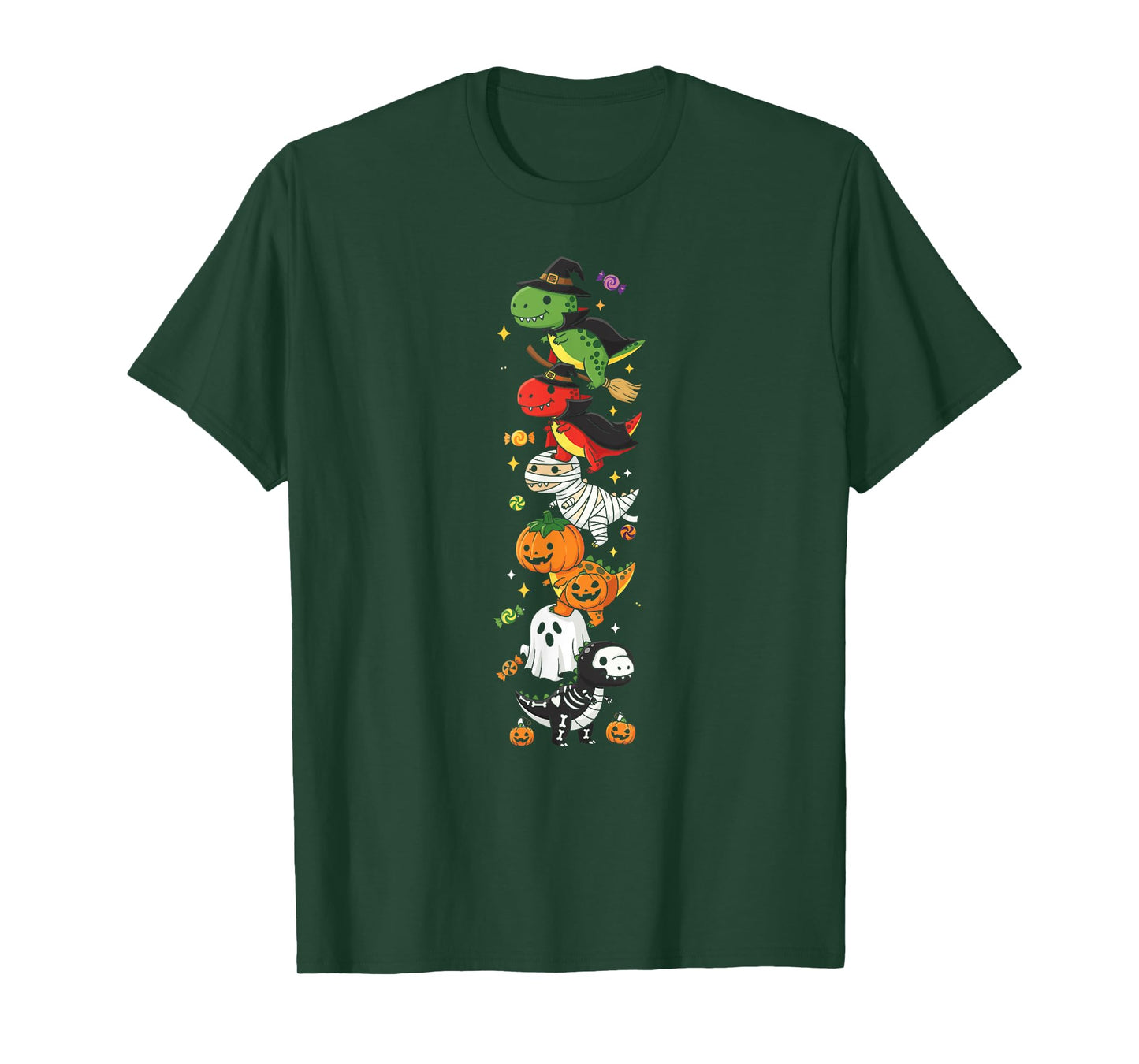 Funny T Rex Witch Vampire Ghost Halloween Kids Mens Womens T-Shirt