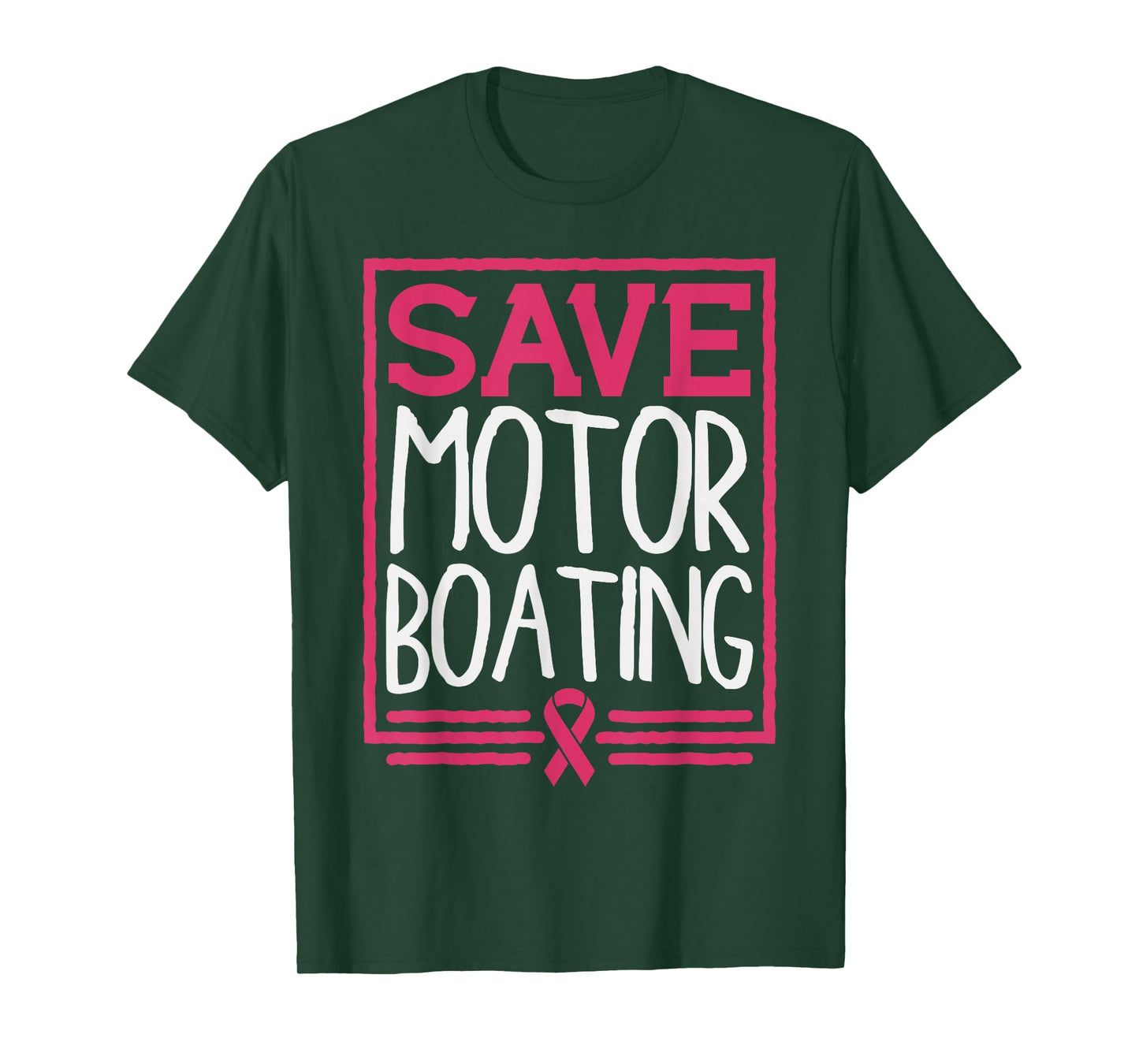 Save Motor Boating Funny Breast Cancer Pink Ribbon Men Gift T-Shirt