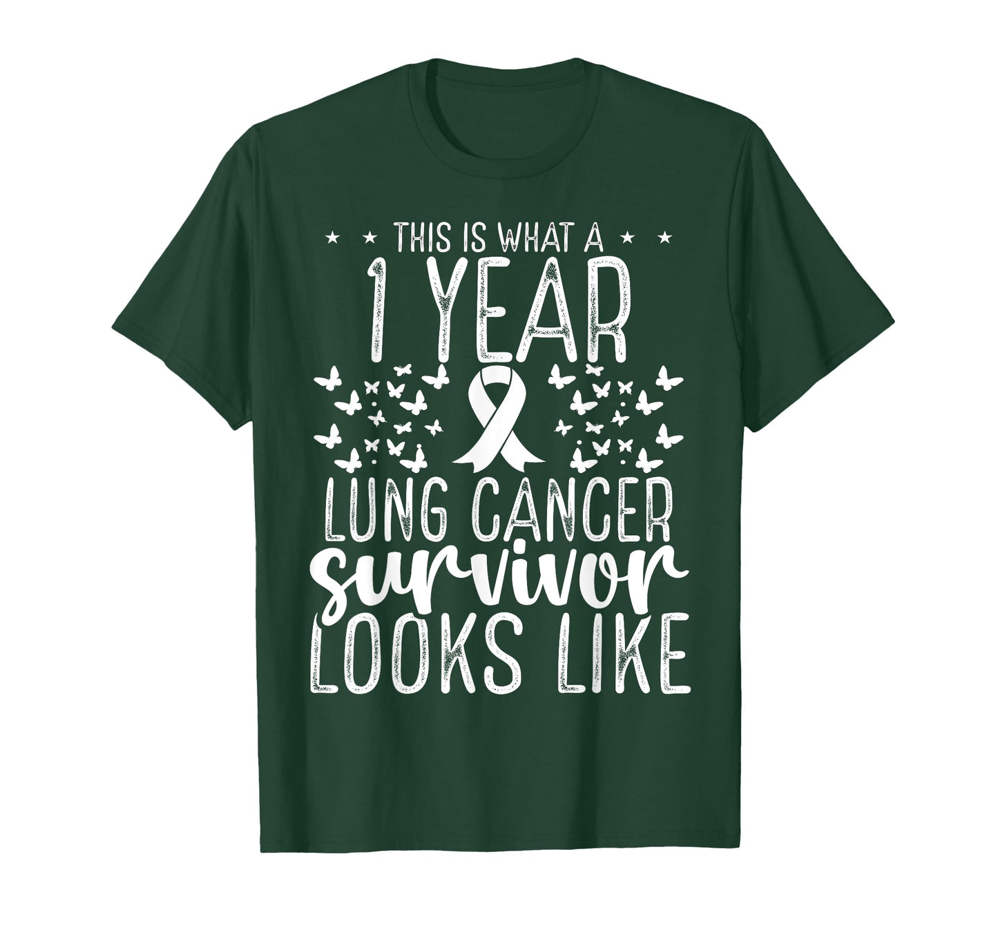 1 Year Lung Cancer Survivor Ribbon Lung Cancer Awareness T-Shirt