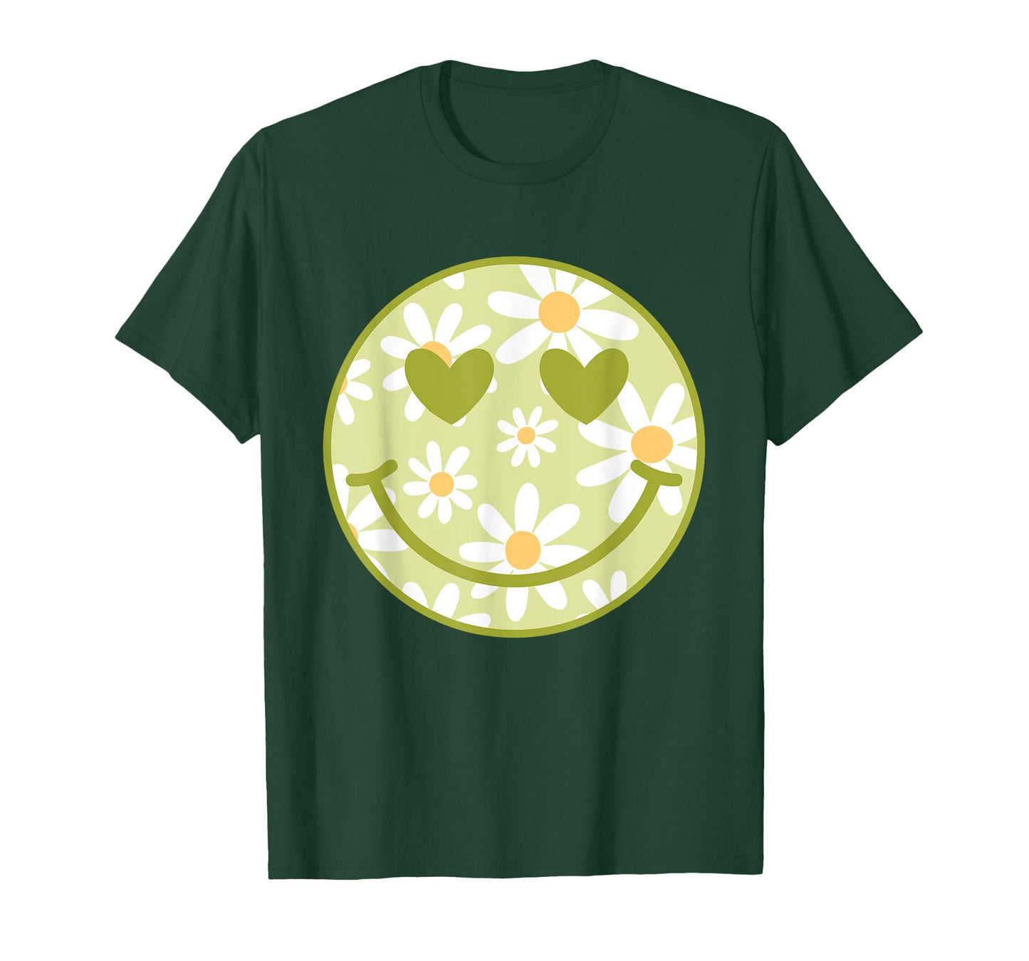 Retro Green Happy Face Checkered Pattern Smile Face Trendy T-Shirt