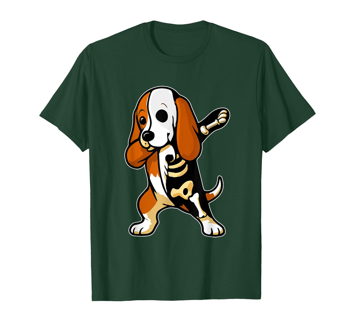 Dabbing Basset Hound Half Skeleton Halloween Costume Owner T-Shirt
